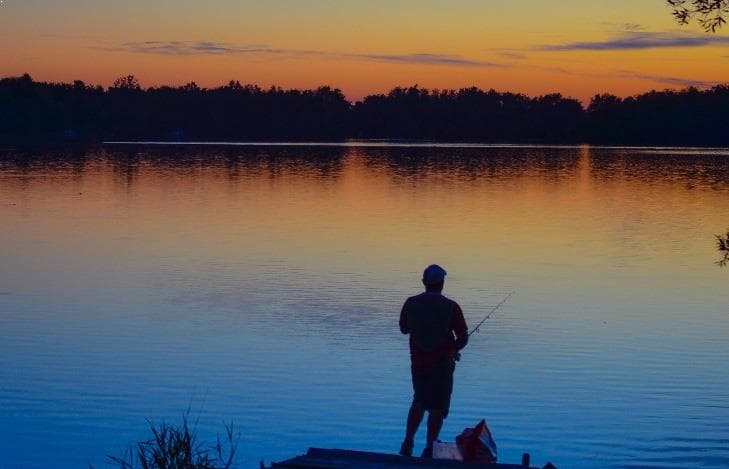 fishing at dusk